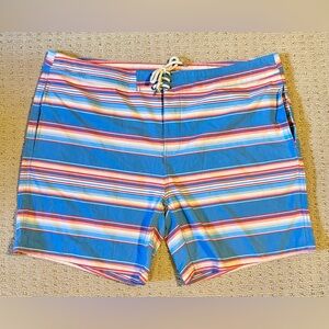 NWT Faherty Classic Striped 7” Board Shorts, Sz 42